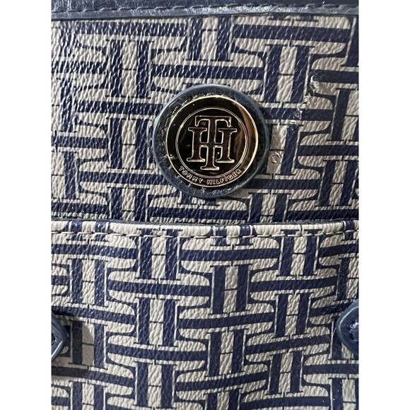 Tommy Hilfiger Women's Navy Blue & Gray Logo Tote Bag Handbag Purse - Picture 2 of 11